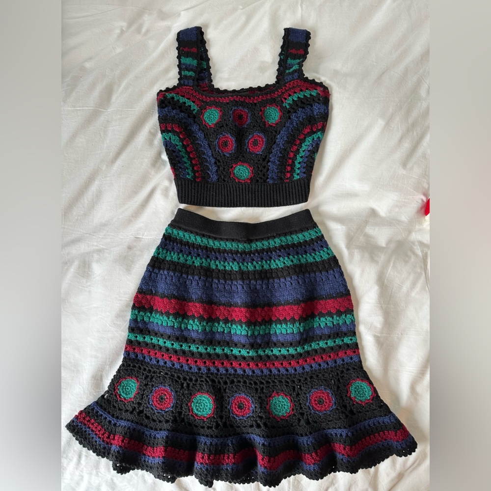 Adam Selman Crocheted Skirt and Tank Set